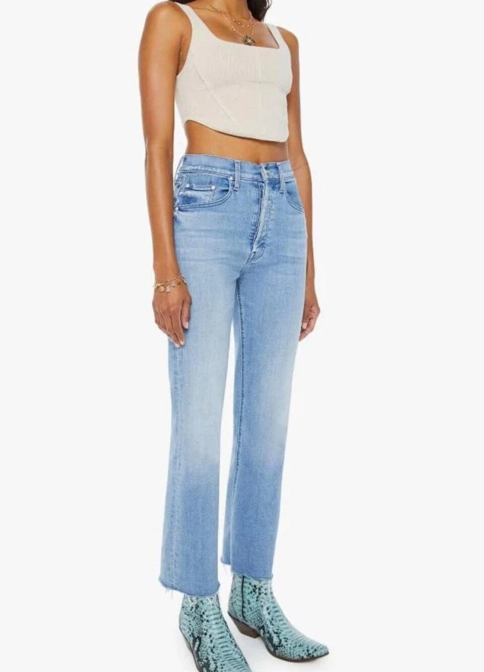MOTHER The Tripper Ankle Fray All Over The Map Jeans 24 high-rise flare Luxury